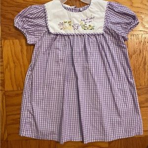 Girls smocked Mardi Gras dress